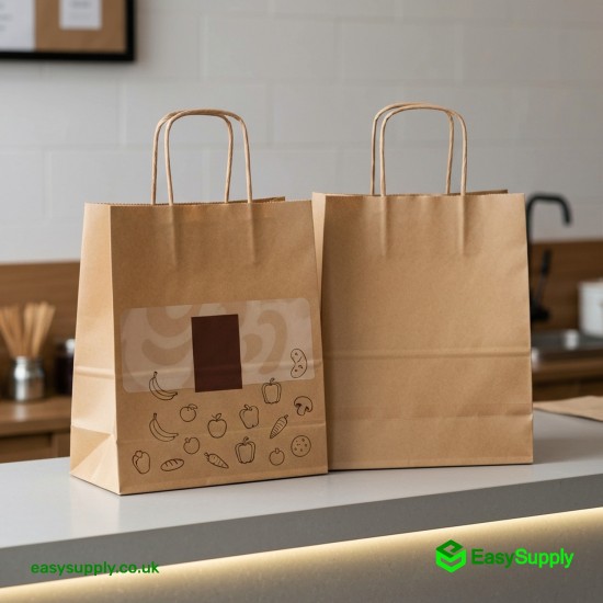 Medium Brown SOS Paper Bag Internal Flat Handle 220 x 100 x 240 mm 225 Pcs Foil Bags