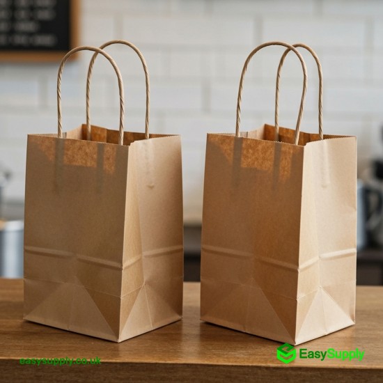 Small Brown SOS Paper Bag Internal Flat Handles Size:19 x 8 x 25 cm 225 Pcs Foil Bags