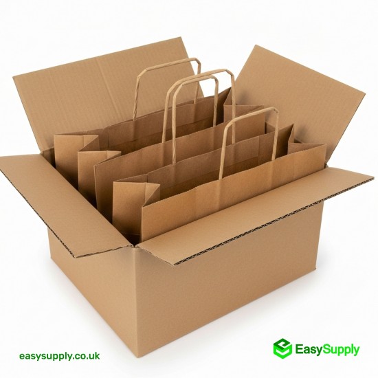 Small Brown SOS Paper Bag Internal Flat Handles Size:19 x 8 x 25 cm 225 Pcs Foil Bags