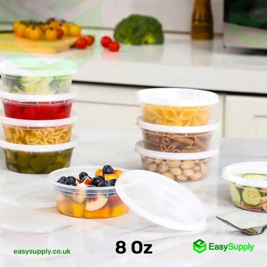 8 Oz Microwaveable Round Containers with Lids