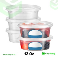 12 Oz Microwaveable Round Containers with Lids