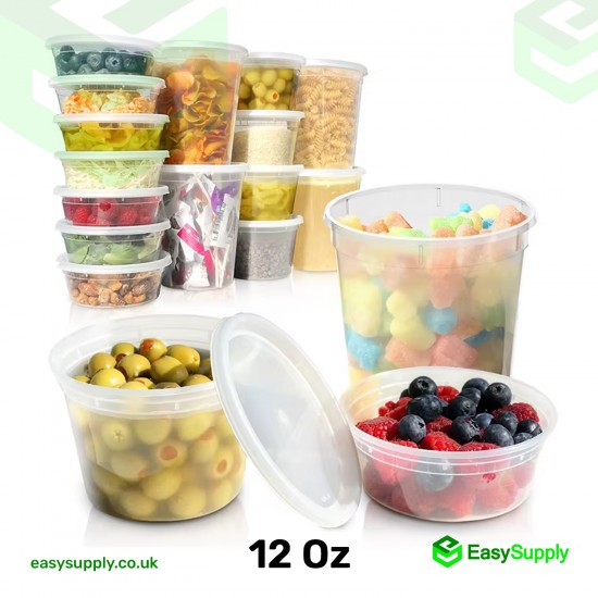 12 Oz Microwaveable Round Containers with Lids