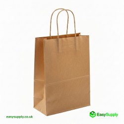 Jumbo Brown Plain Twisted Handle Paper Bags 320 x 210 x 320 100 Pcs Approx 