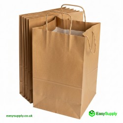 Large Twisted Handle Paper Bag Plain Brown 260 x 140 x 300 100 Pcs Aprox 