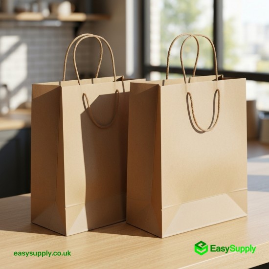 Large Twisted Handle Paper Bag Plain Brown 260 x 140 x 300 100 Pcs Aprox Foil Bags