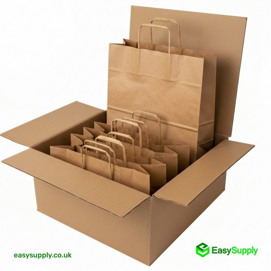 Jxxl 32 Jumbo Brown S.o.s Paper Bag Internal Flat Handles Size: 320 x 210 x 260 mm 250 Pcs Foil Bags