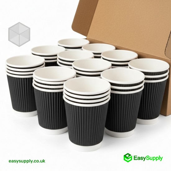 8 oz Ripple Cups Black 500 Pcs