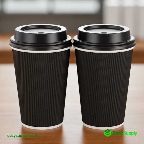 16 oz 12 Black Ripple Cup Lids 500 Pcs Cups