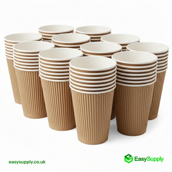 8 oz Brown Kraft Ripple Cups 500 Pcs