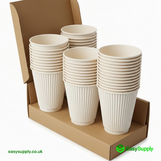 16 oz 12 White Ripple Cup Lids 500 Pcs Cups
