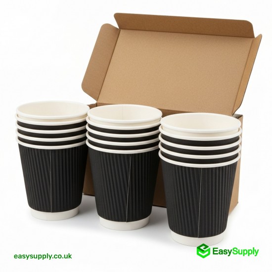 8 oz Black Ripple Cup Lids 500 Pcs Cups