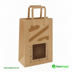 Small Brown SOS Paper Bag Internal Flat Handles Size:19 x 8 x 25 cm 250 Pcs 