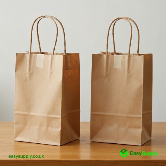 Small Brown SOS Paper Bag Internal Flat Handles Size:19 x 8 x 25 cm 250 Pcs Foil Bags