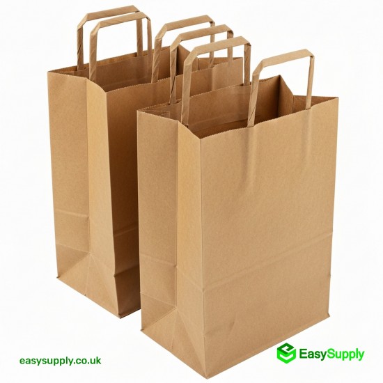 Small Brown SOS Paper Bag Internal Flat Handles Size:19 x 8 x 25 cm 250 Pcs Foil Bags